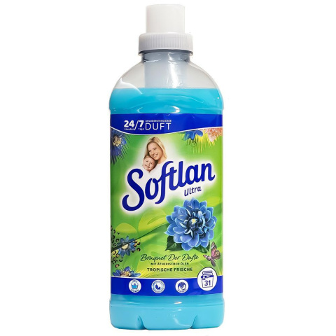 Płyn Softlan do płukania tkanin Tropikalna Świeżość, 31 płukań, 650ml opakowanie Płyn Softlan do płukania tkanin Tropikalna Świeżość, 31 płukań, 650ml opakowanie